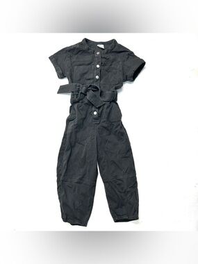 abercrombie kids Black Gray Short-Sleeve Utility Jumpsuit with Belt Barrel Leg